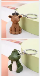 Geometric PVC animal keychain cute cartoon backpack pendant car key ring fashion style