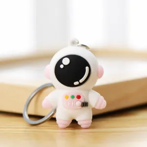 Cute astronaut keychain silicone cartoon spaceman bag pendant car key ring accessory detail view