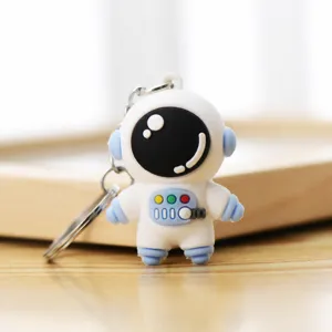 Cute cute astronaut keychain silicone bag pendant car keyring accessory gift space theme