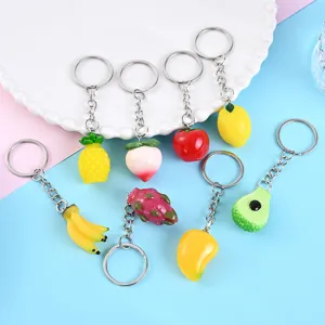 Kreativer Niedlicher Simulationsfrucht Harz Schlüsselanhänger Für Damen Taschenanhänger Kawaii Pfirsich Zitrone Mango Ananas Banane Zubehör