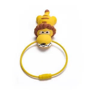 Cute cartoon lion steel wire keychain ring for car keys and bags stylish minimalist accessory