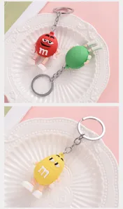 Cute cartoon character keychain set soft rubber bag pendant creative car key ring accessory detail view