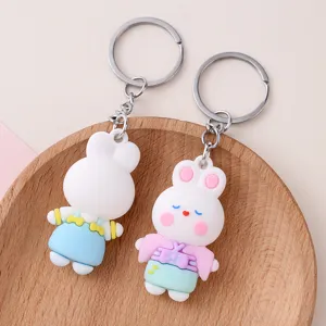 Portachiavi con coniglietto di cartone animato carino per chiavi auto ciondolo borsa.
