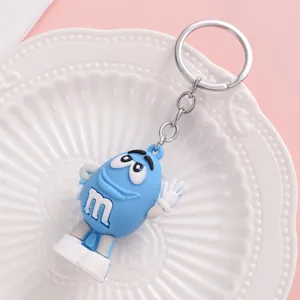 Cute blue cartoon doll keychain metal ring creative pendant bag charm sweet couple gift accessory