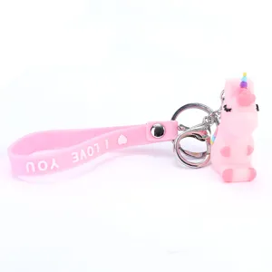 Cute cartoon pony soft rubber keychain pendant, pink cute bag charm and car hanging decor.