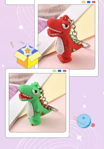 Simpatico portachiavi dinosauro cartone animato gomma morbida ciondolo borsa regalo
