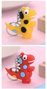 Cute cartoon dinosaur keychain, resin animal key ring, stylish bag charm for daily use.