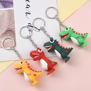 Portachiavi dinosauro cartone animato carino in gomma morbida ciondolo borsa animale regalo