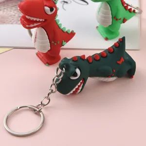 Portachiavi carino dinosauro cartone animato gomma morbida ciondolo regalo per bambini.