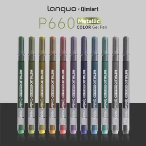Premium set of 11 vibrant metallic color gel pens for artistic drawing and graffiti