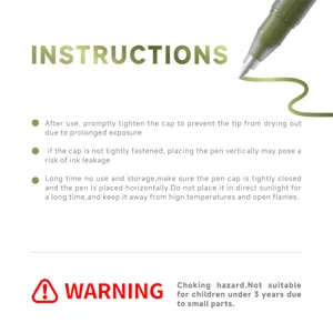 Detailed usage instructions and safety warnings for high-capacity metallic flash pens