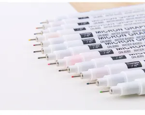 Professional close-up of colorful waterproof fineliner pens set for manga drawing and sketching