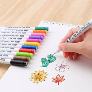 Waterproof Multicolor Fine Liner Pens Water-Based Micron Graphic Drawing Pens For Comic Sketching Art Supplies Professional Artist Fineliner Markers