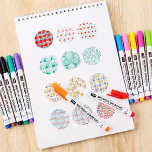 Set of 12 Guangna waterproof colored needle pens for drawing and professional sketching