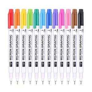 Set of 12 colorful waterproof fineliner pens for manga drawing and design