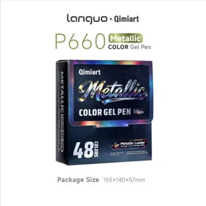 Box of 48 metallic luster gel pens with 1.0mm tip, large capacity waterproof ink