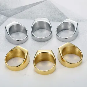 Sei anelli a sigillo minimalisti in acciaio al titanio da uomo in oro e argento lucido