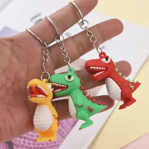 Portachiavi dinosauro cartone animato simpatico in gomma morbida ciondolo borsa decorazione