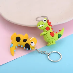 Cute cartoon dinosaur keychain soft PVC ring backpack pendant couple key chain charm cute