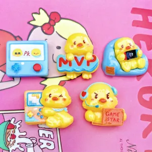 Süße gelbe Enten Harz Cabochons Gaming Flatback Charms für DIY Handyhülle Kunsthandwerk