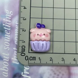 Pink cute pig cupcake resin flatback cabochon for DIY phone case hair clip craft decor