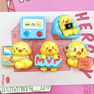 Niedliche gelbe Enten Harz Charms für DIY Handyhüllen, Haarklammern und Bastelzubehör.