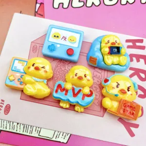 Niedliche gelbe Enten Harz Charms Spielkonsole Flachruecken fuer DIY Handy Huellen