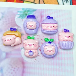Cute purple blueberry pig resin charms DIY accessories for phone cases and hairpins craft supplies