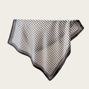 Audrey style black and white polka dot silk square scarf 70x70cm elegant women neckerchief