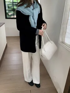 Cozy autumn winter triangle scarf oversized shoulder shawl soft neck warmer fashion daily wear outfit