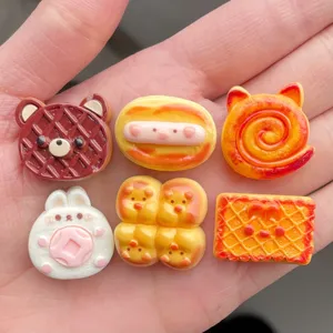 Cabujones de resina comida oso pan galleta para funda de teléfono DIY manualidades suministros