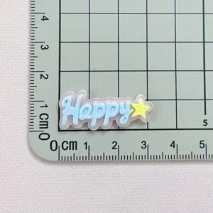 Resin Happy letter and star charm for phone case DIY craft decoration details view