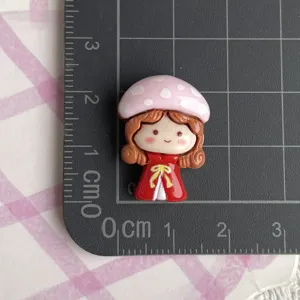 Niedlicher Cartoon Pilz Mädchen Harz Cabochon für DIY Handyhülle Dekor, farbenfroh.