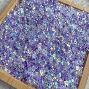 Remplissage argile polymère perles sequins violet pour stylos de bricolage DIY.