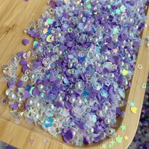 Cabochons cœur violet perles paillettes mixtes remplissage bricolage accessoires bijoux