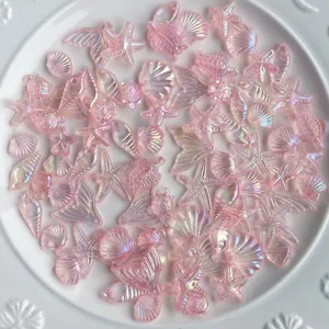 Breloques en résine océan iridescentes roses méduse coquillage queue de sirène loisir créatif