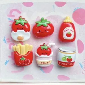 Cute kawaii resin tomato french fries food charms DIY craft flatbacks accessories for phonease