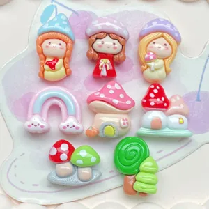 Süße Cartoon Märchen Pilz Mädchen Harz Cabochons DIY Handyhülle Cremekleber Zubehör