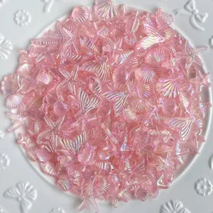 Perles coquillage étoile de mer queue de sirène iridescentes rose détail bricolage