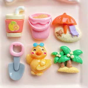 Resin beach theme charms flatbacks for DIY phone case cute duck coconut tree accessories