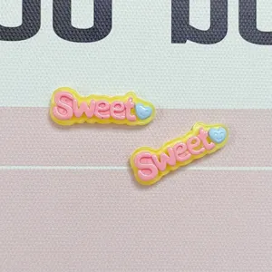 Cute jelly resin Sweet letter charms DIY accessories for phone case decoration 2pcs
