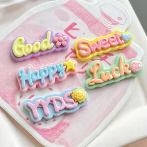 DIY resin colorful letter tags cute accessories for phone case hairpin crafts decoration cute style