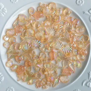 Détails de breloques transparentes de coquillage d'étoile de mer et queue de sirène pour DIY.