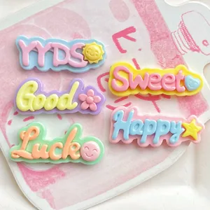 DIY resin letter charms cute cartoon word flatback cabochons for phone case and hair clips