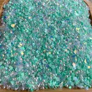 Remplissage résine perles paillettes vert menthe pour bricolage artisanat bijoux décoration accessoires