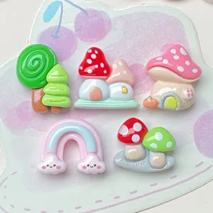 Süße Cartoon Märchen Pilz Haus Harz Charms Cabochons für Handyhülle DIY Dekoration.