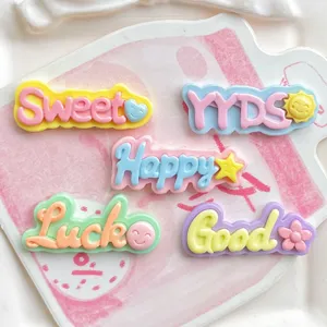DIY resin English letter charms cute cartoon colorful words for phone case accessories.