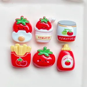 Cute cartoon tomato resin cabochons charms for DIY phone case decoration and craft accessories