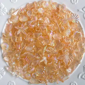 Charms transparents irisés en résine coquillage étoile de mer queue de sirène DIY