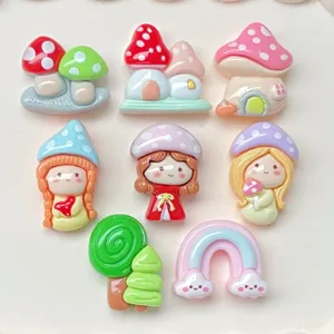 Süße Cartoon Märchen Pilz Mädchen Harz Cabochons für DIY Handyhülle Handwerk und Dekoration.